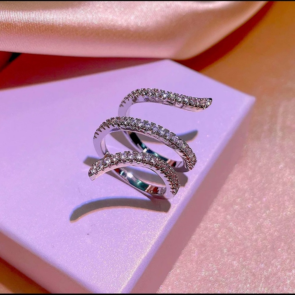 Solid 925 Sterling Silver Diamond Ring